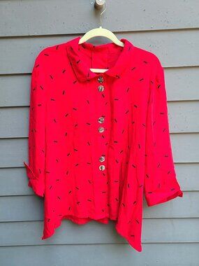 Fridaze Red Black Linen Top size Large